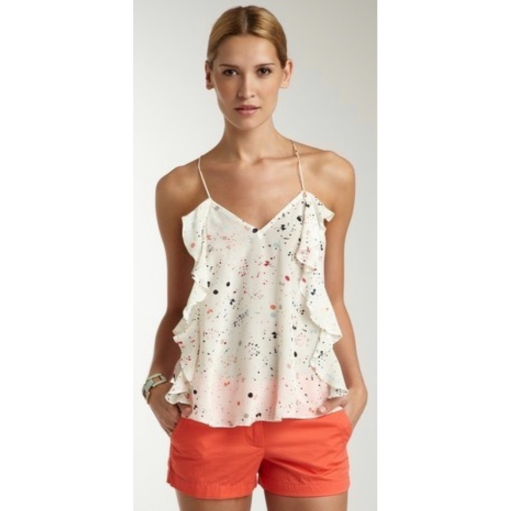 GREYLIN Cream Ruffle Spaghetti Strap Top